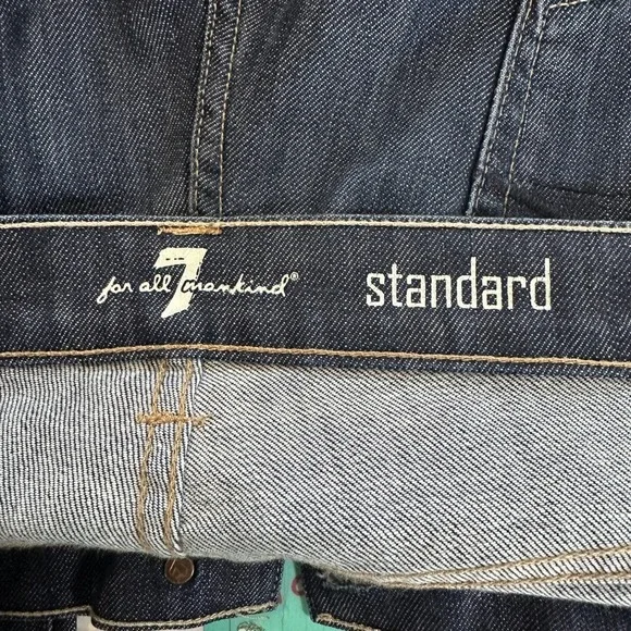 7 For All Mankind Standard Mens Straight Jeans 36 Distressed Dark Wash‎ Stretch